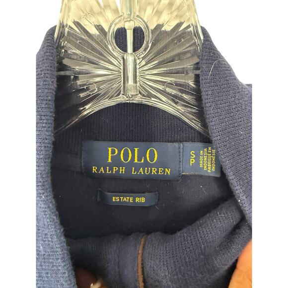 Polo Ralph Lauren Men's Half Zip Pullover Navy Blue Estate Rib Preppy Small - Picture 2 of 12